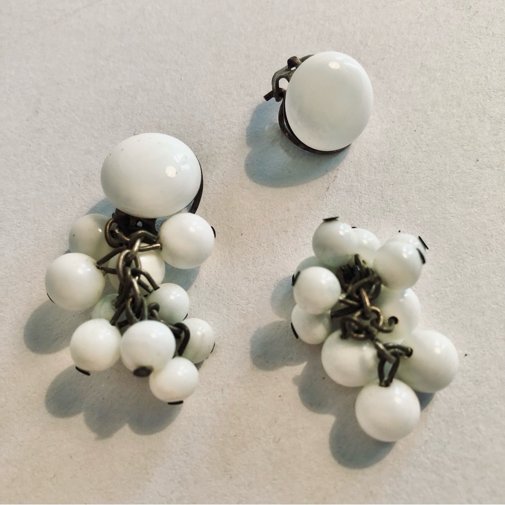 Vintage Milk Glass clip-on earrings